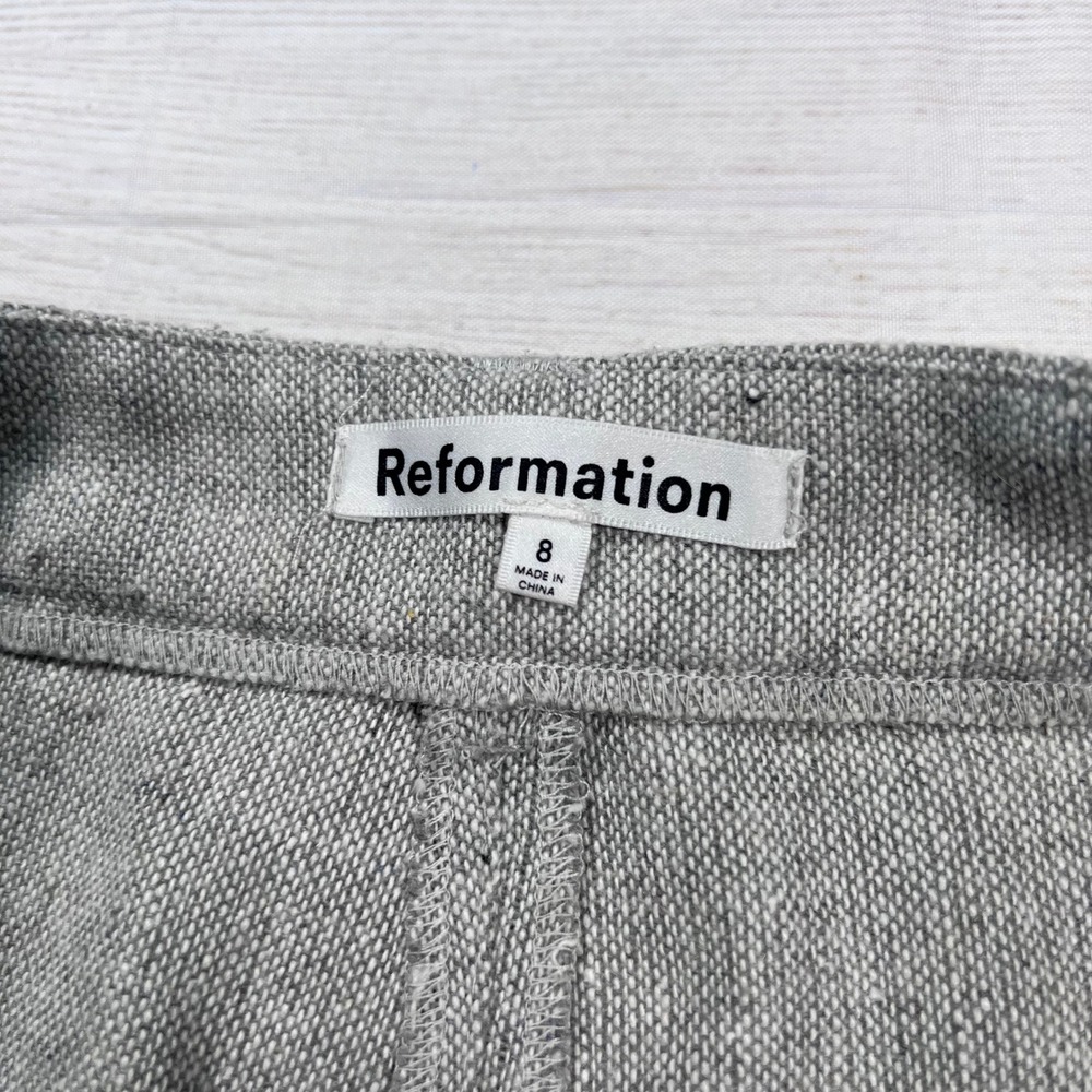 Reformation Montauk Wool Blend Pleated Wide Leg Trousers Size 8 Grey High Rise - Picture 3 of 11